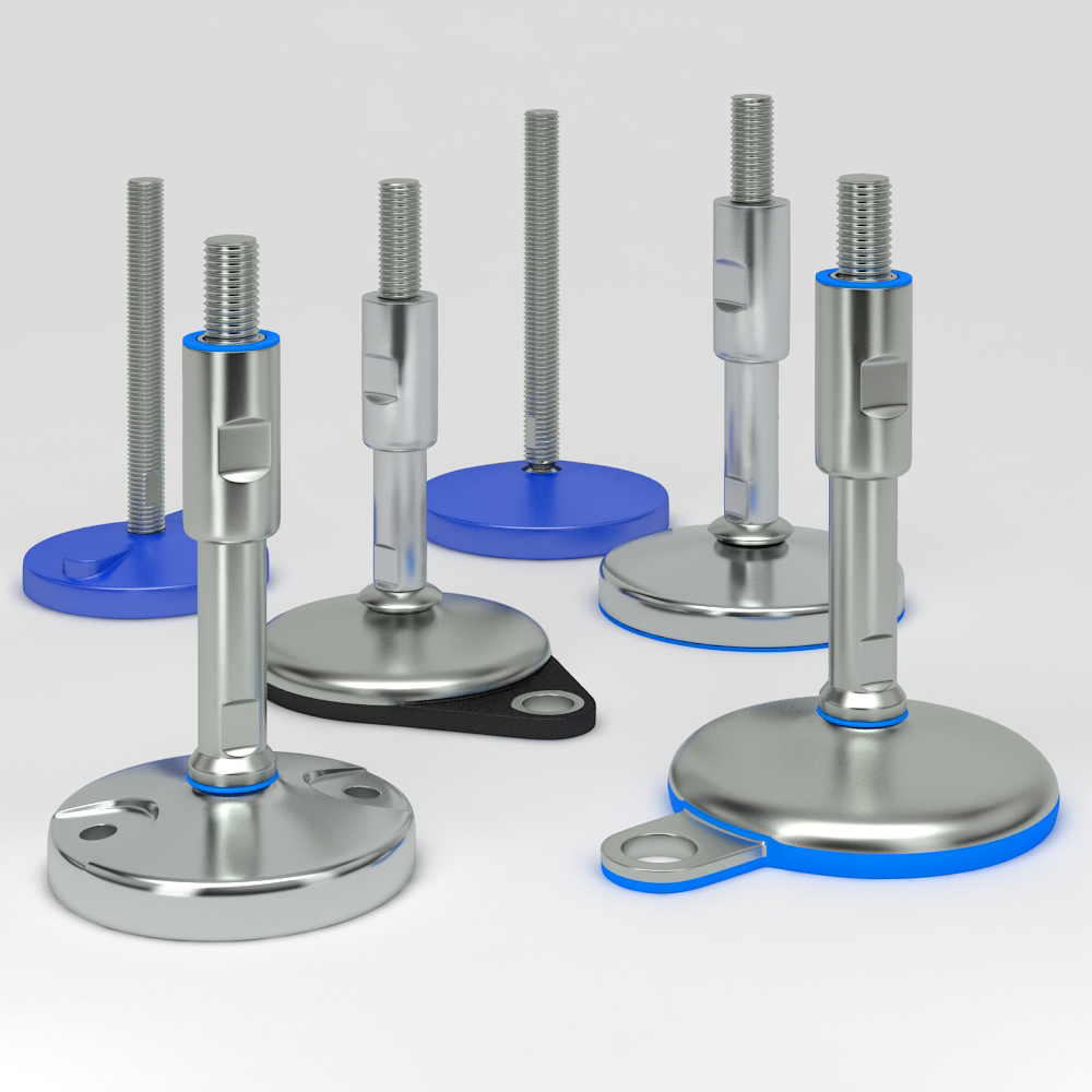 Stainless steel solid base feet · Machine feet · hygienic levelling feet · Industrial leveling feet